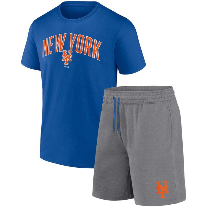 Men's New York Mets Royal/Heather Gray Arch T-Shirt & Shorts Combo Set